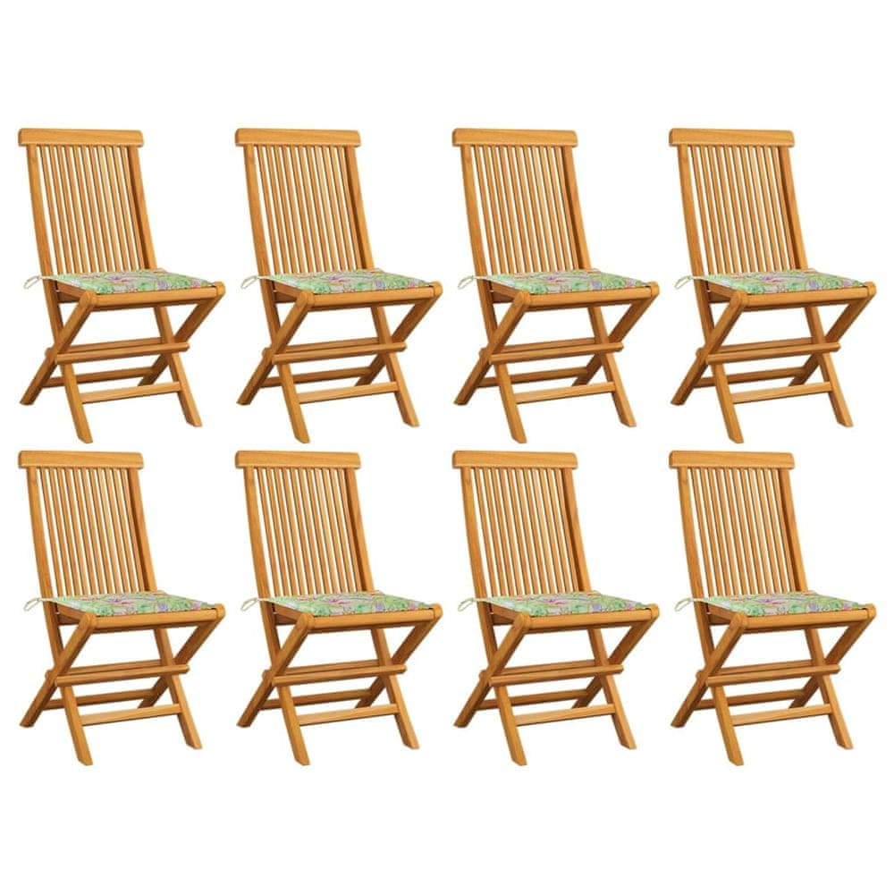 Petromila vidaXL Záhradné stoličky s listovými podložkami 8 ks tíkový masív